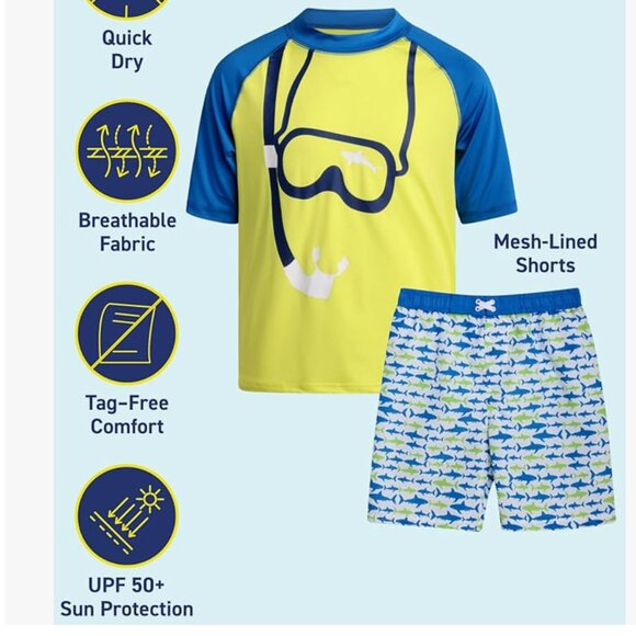 Ixtreme Other - NWT Boys Toddler 2T Swim Shorts & Rashguard 2 Piece Ixtreme Snorkeling Sharks